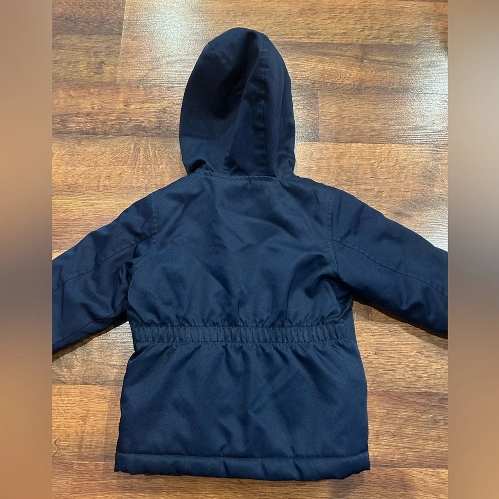 Children's Place Navy Faux Fur Trimmed Hooded Outdoor Fall Winter Coat 2T